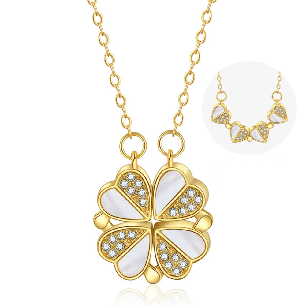 Heart-shaped clover necklace 