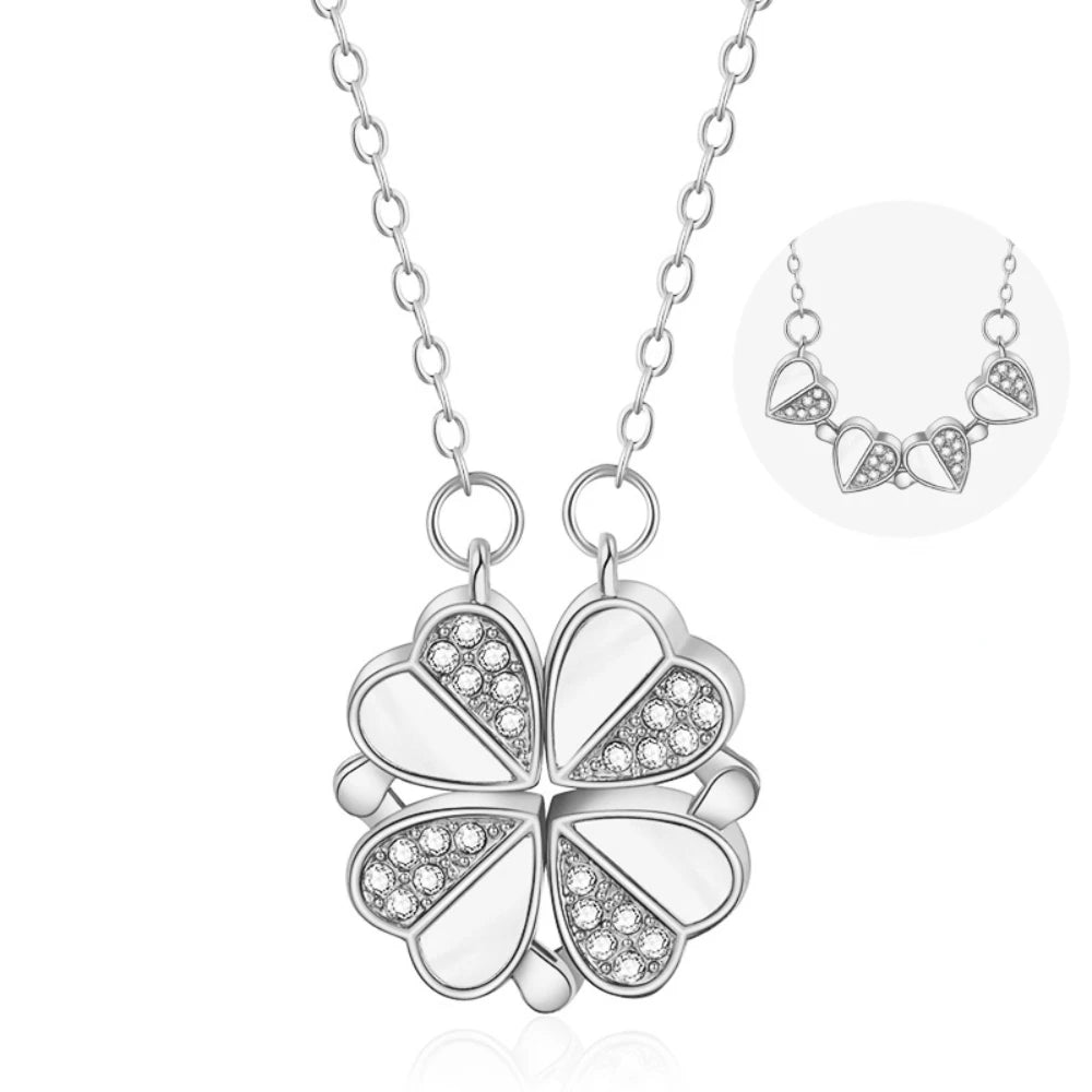 Heart-shaped clover necklace 