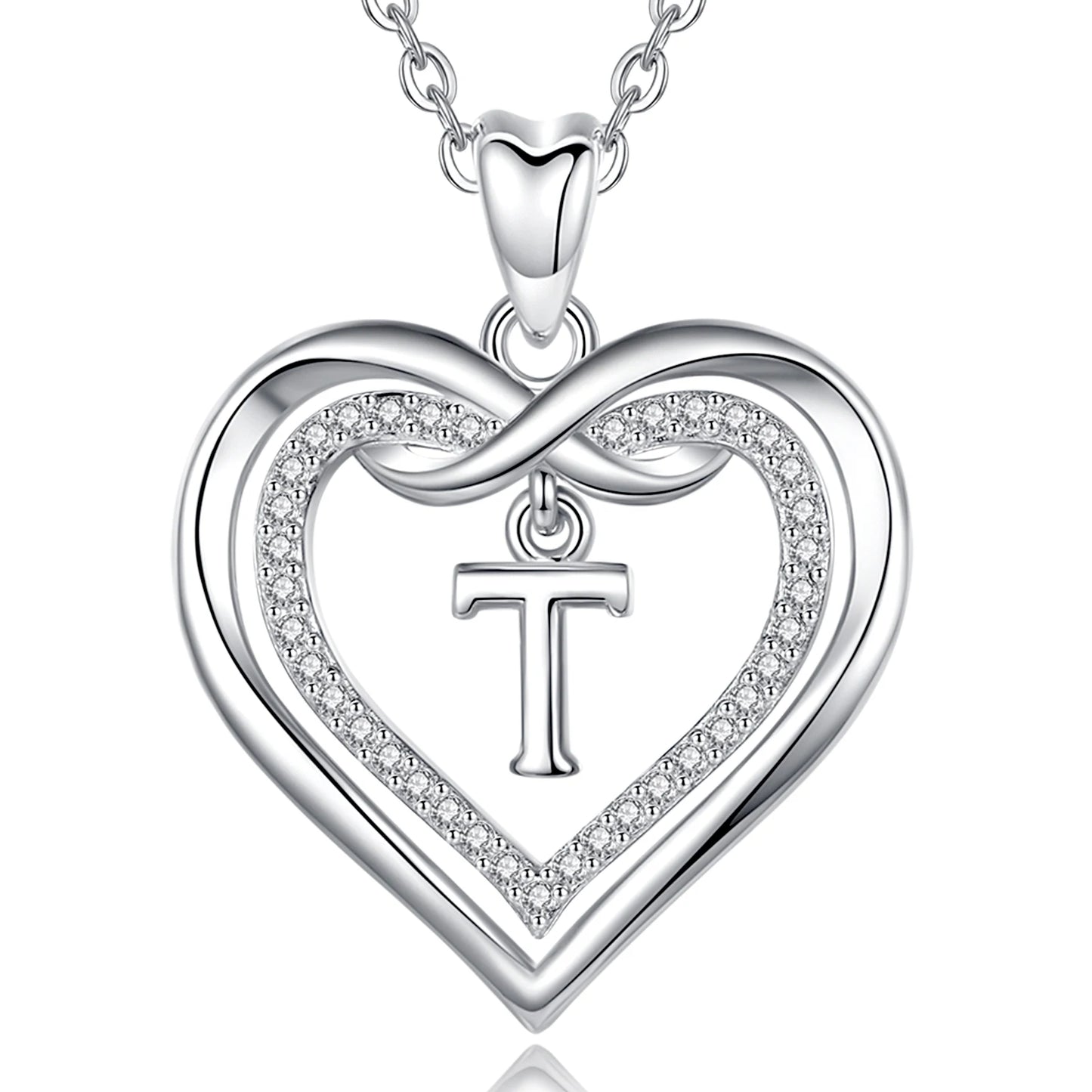 925 Silver Zircon Heart Necklace 