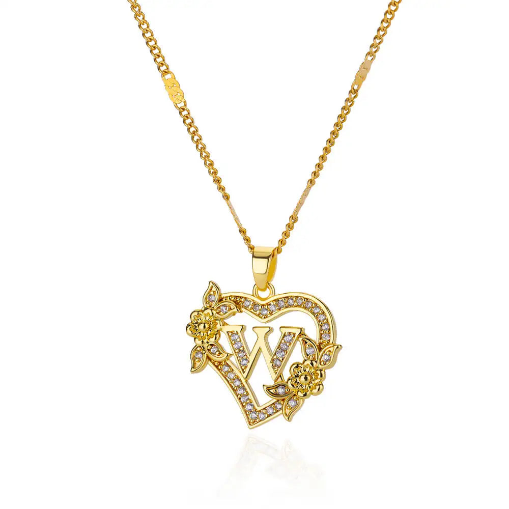 Gold-colored heart choker necklace 