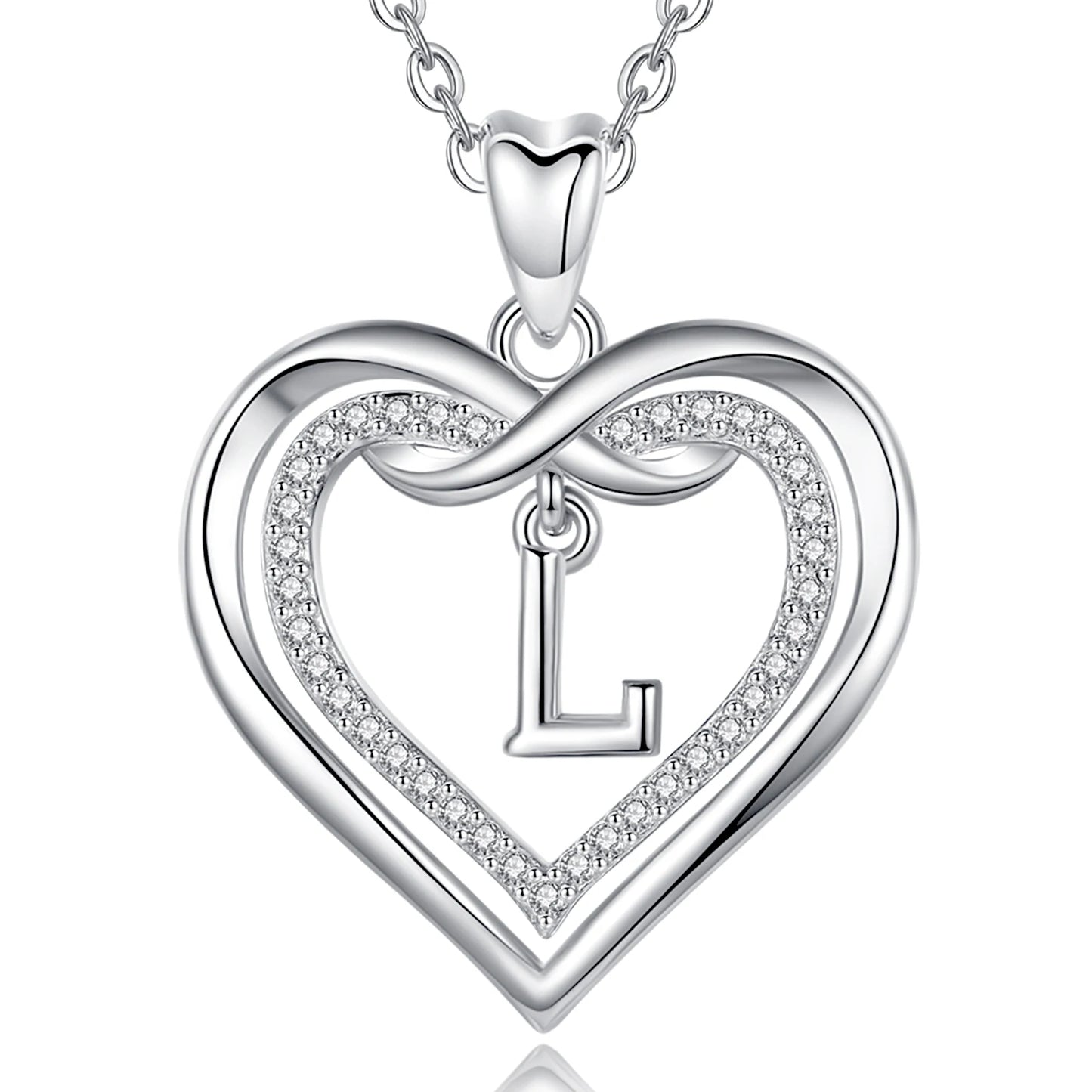 925 Silver Zircon Heart Necklace 