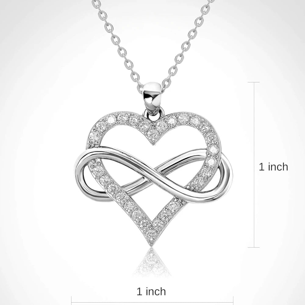 925 Sterling Silver Zircon Infinity Heart Necklace 