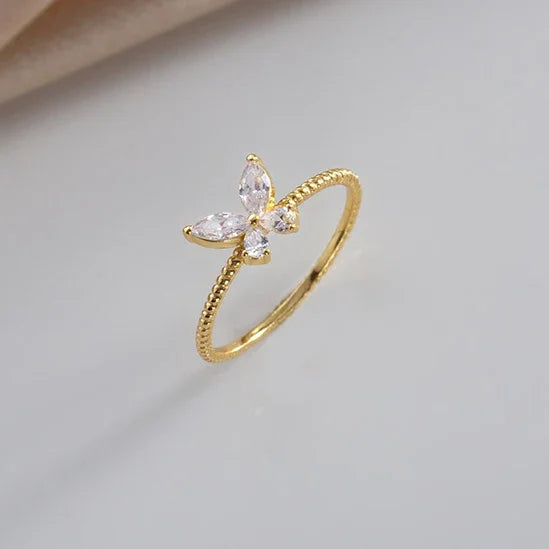 925 Silver Zircon Butterfly Ring 