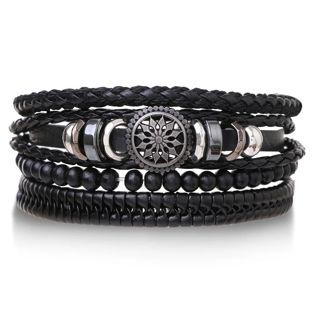 Beaded leather bracelets for men 