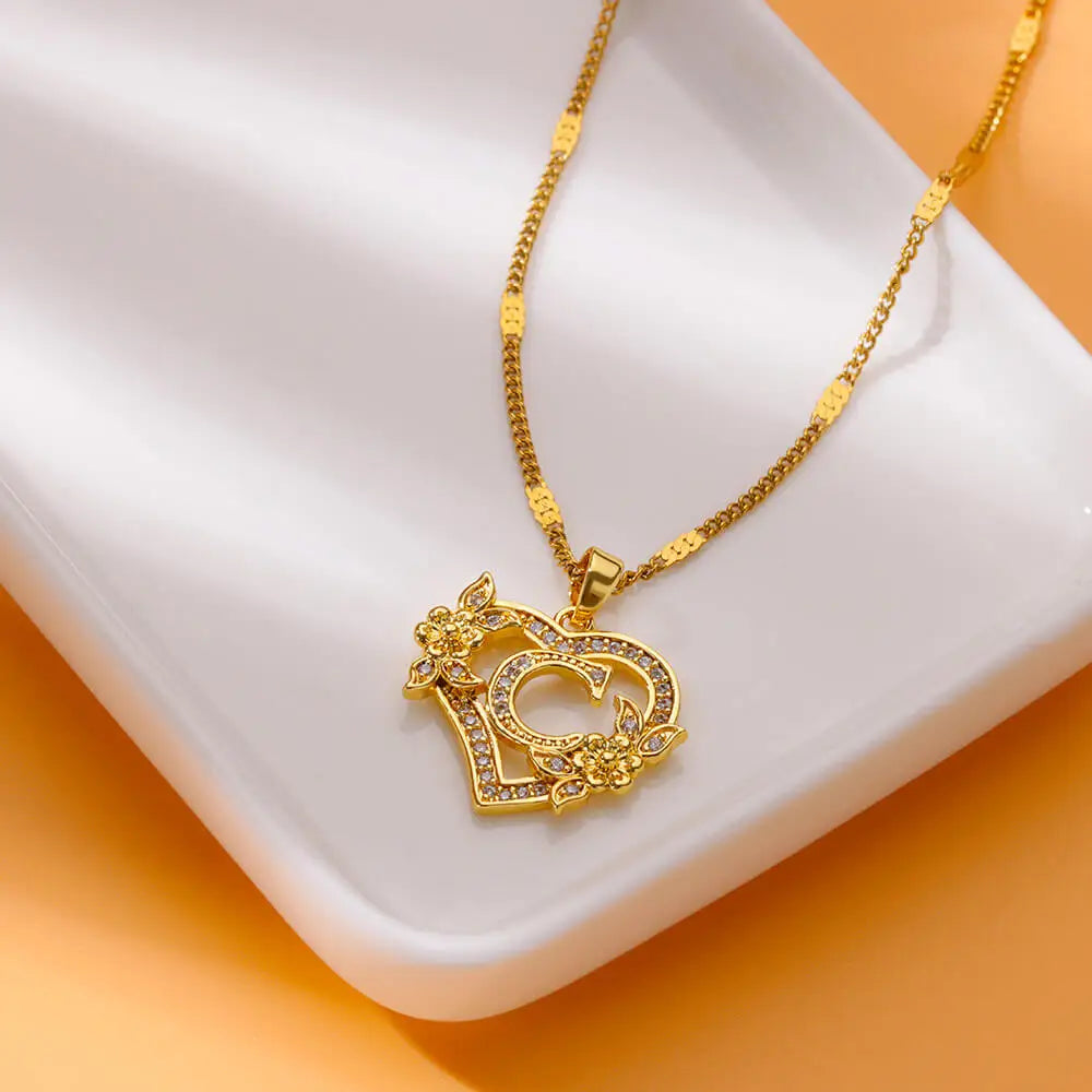 Gold-colored heart choker necklace 