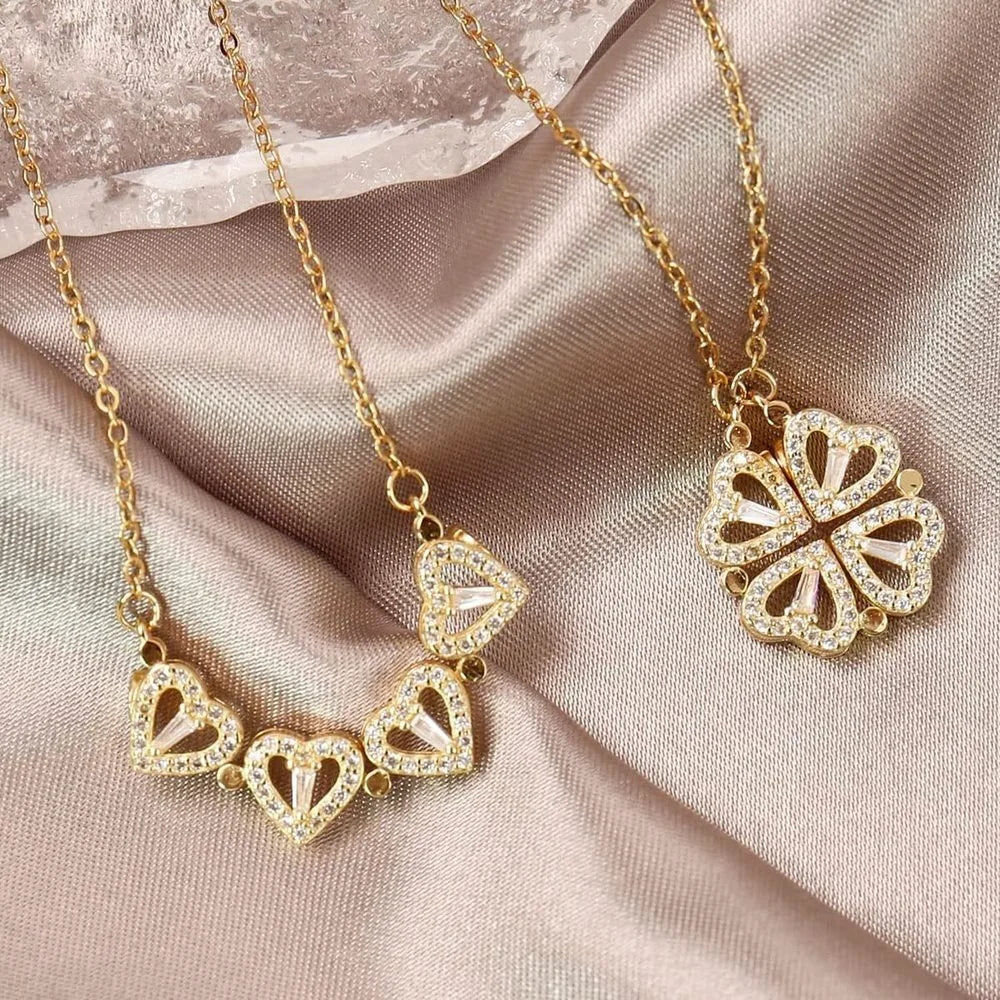 Heart-shaped clover necklace 