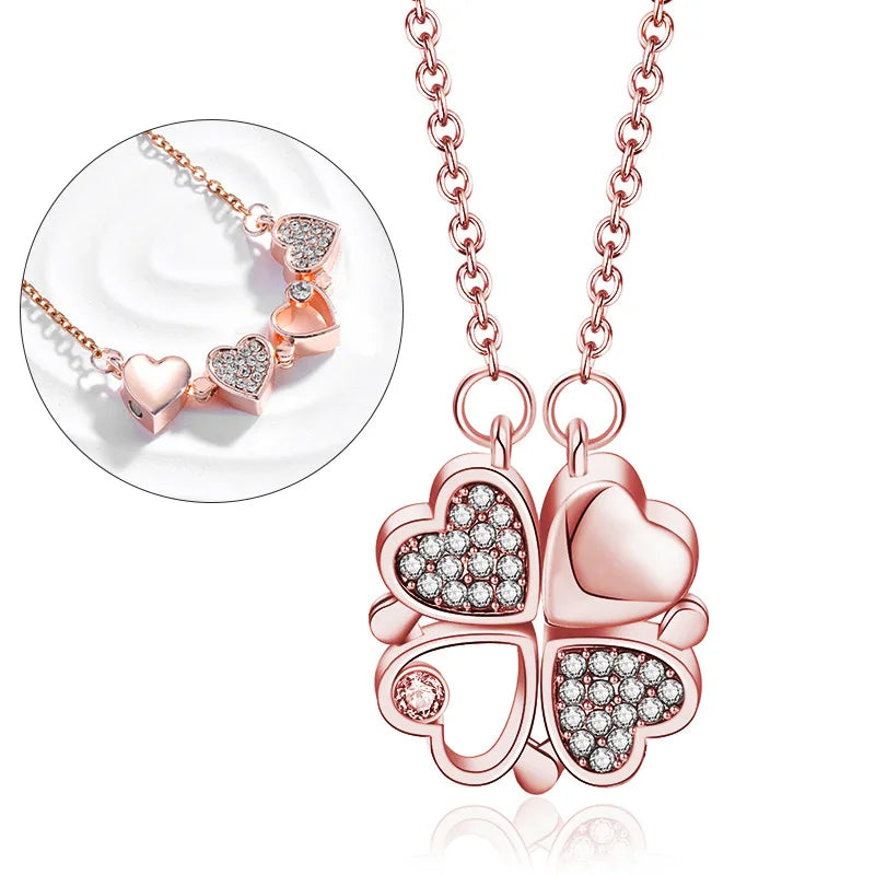 Heart-shaped clover necklace 