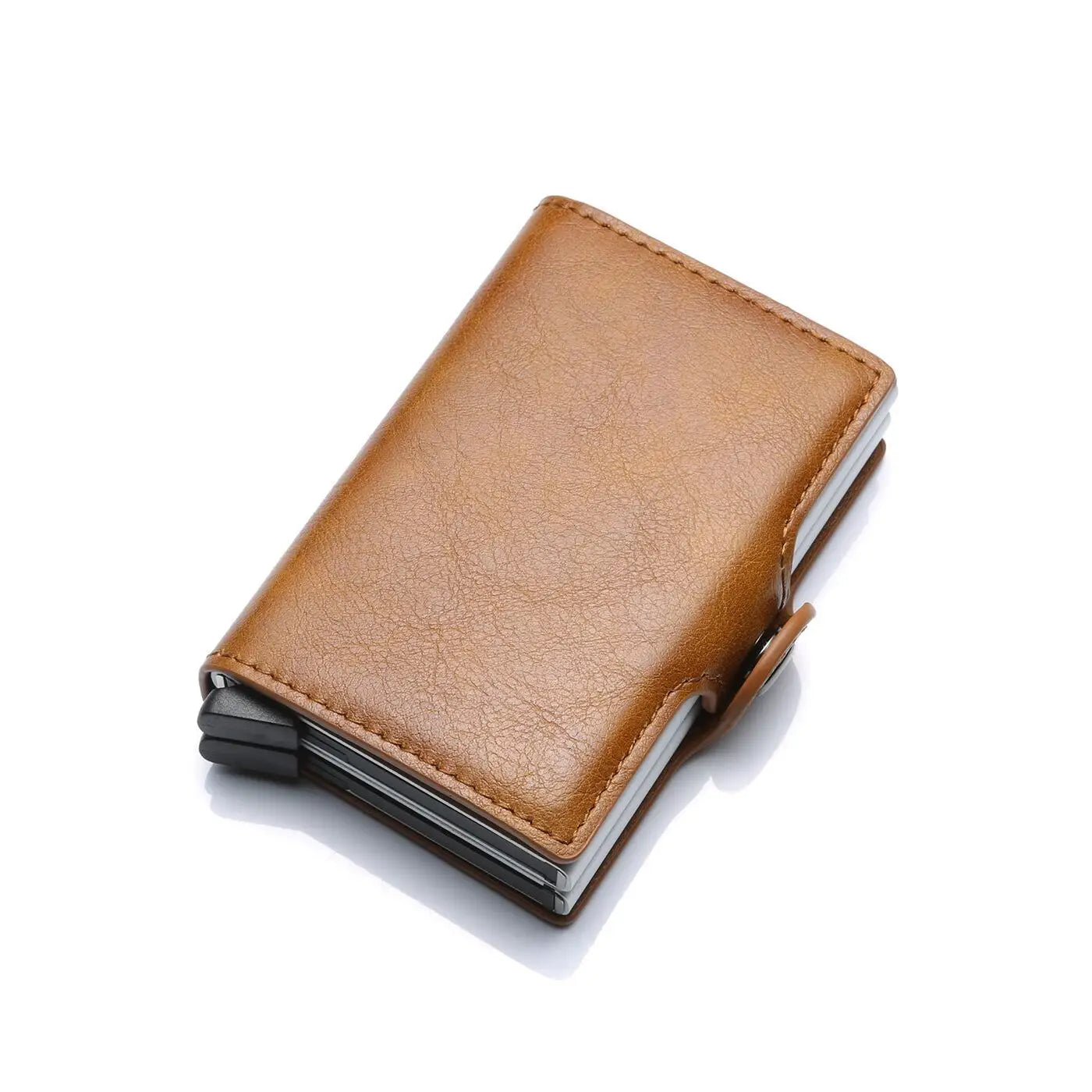 Double leather wallet with anti-scan credit cards for men 