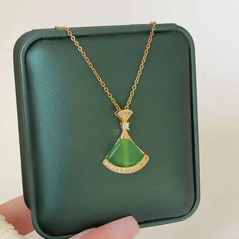 Luxury Stainless Steel Zircon Crystal Necklaces