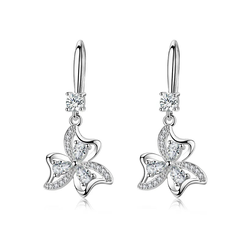 925 sterling silver earrings with a luxurious crystal flower