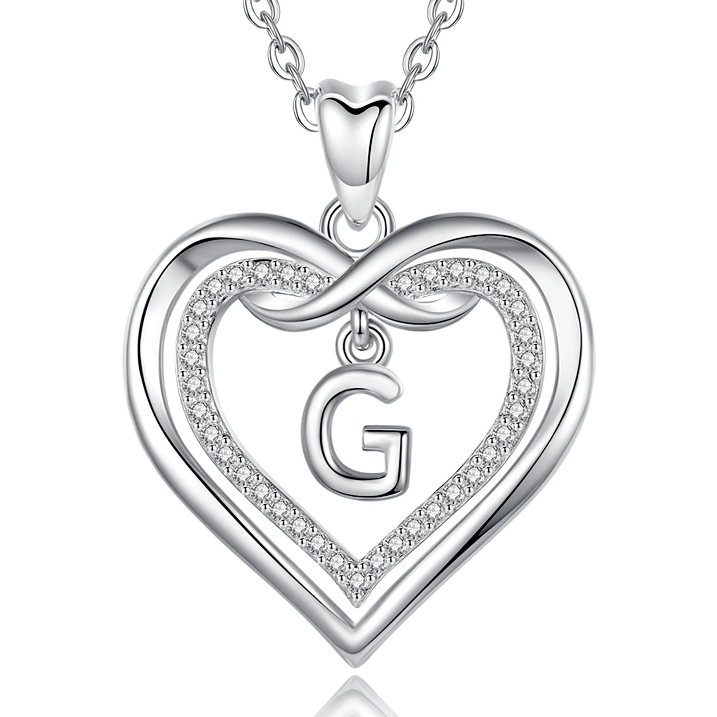 925 Silver Zircon Heart Necklace 