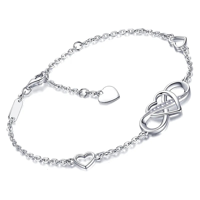 925 Sterling Silver Infinity Bracelet Gold Plated