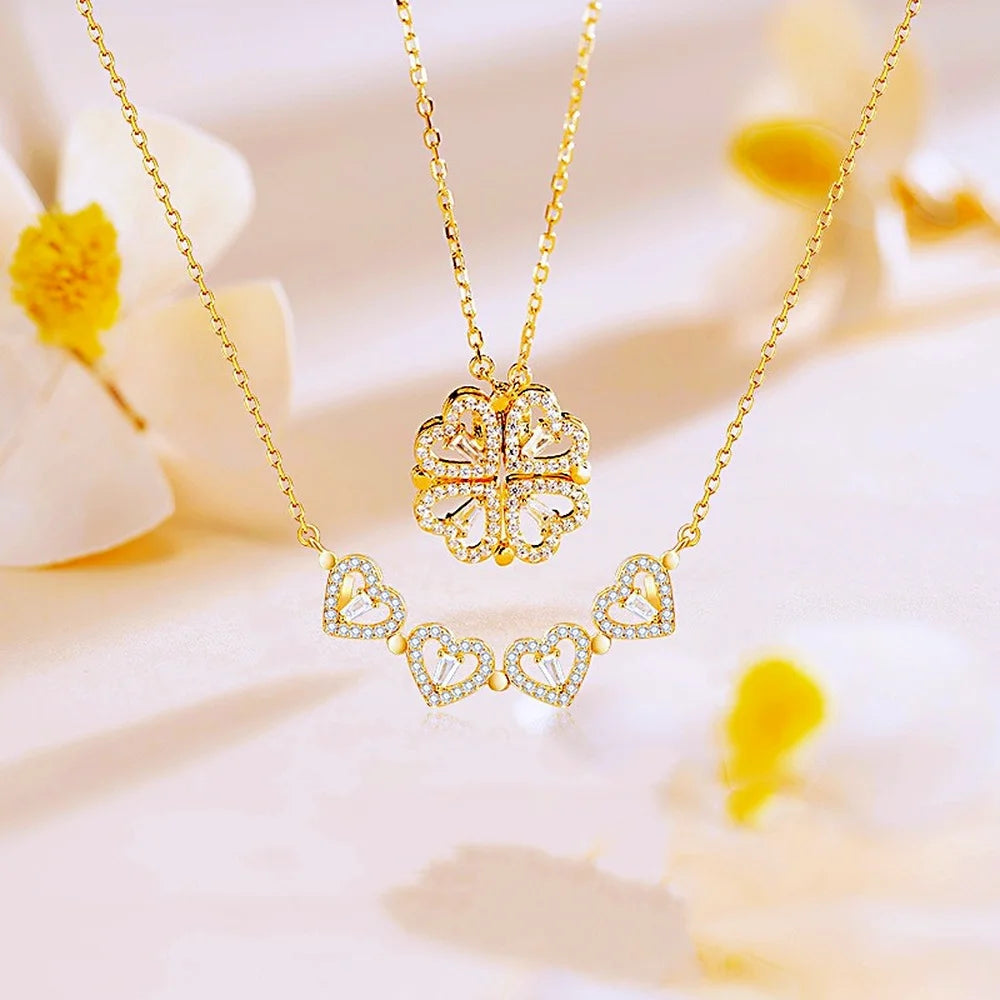 Heart-shaped clover necklace 