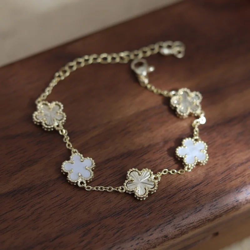 14k gold flower acrylic bracelet