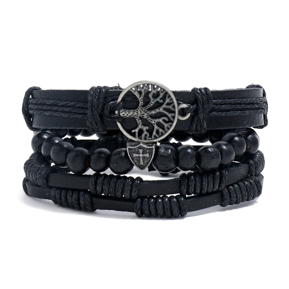 Beaded leather bracelets for men 