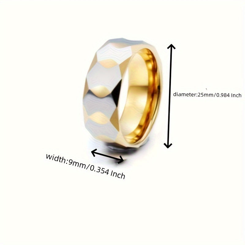 Geometric Tungsten Steel Prism Ring