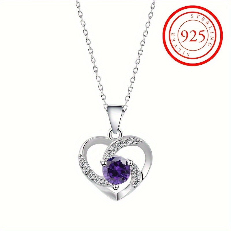 S925 Silver Elegant Heart Shaped Necklace with Zircon