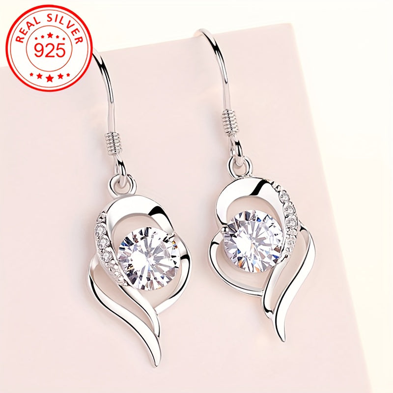 Pair of 925 Silver Cubic Zirconia Drop Earrings 