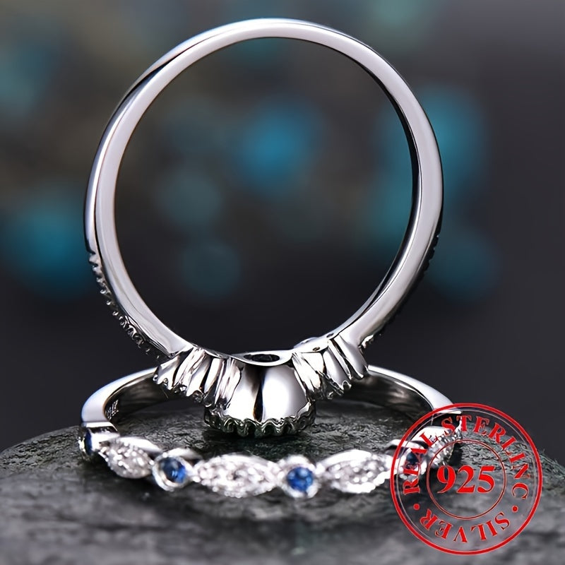 Two 925 sterling silver rings with synthetic stone