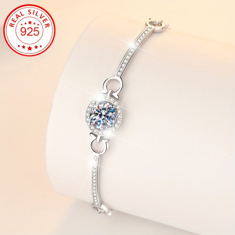 Bracelet with round and square zirconia + sparkling S925 silver 