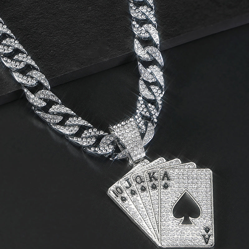 Poker Pendant with Cuban Link Chain