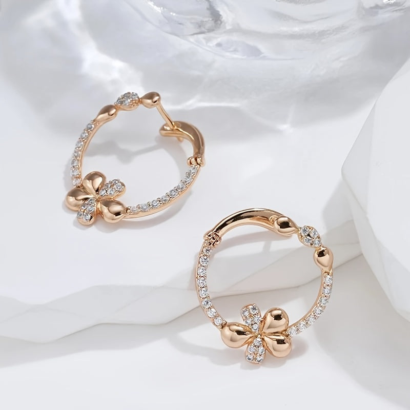 Elegant floral hoop earrings