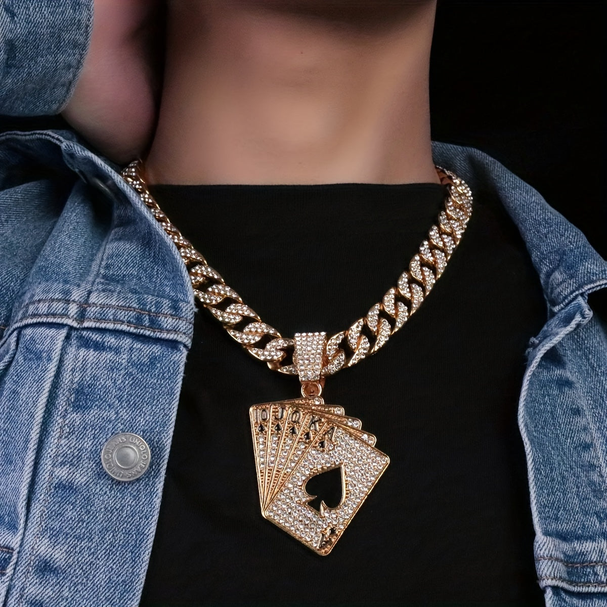 Poker Pendant with Cuban Link Chain