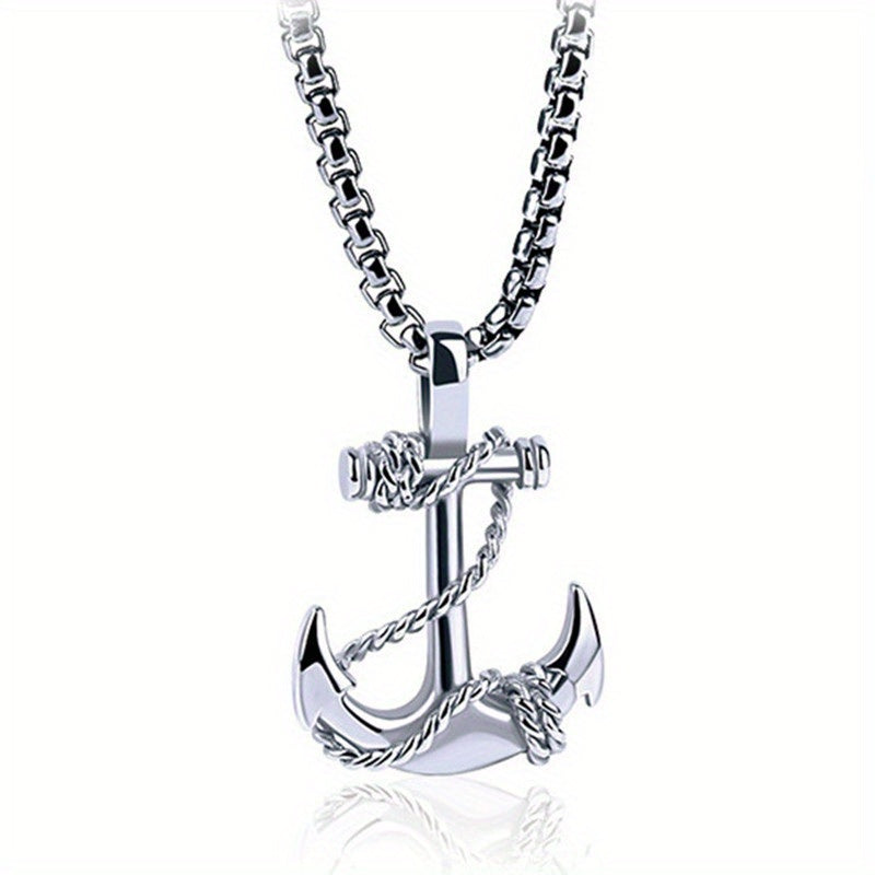 Stainless Steel Navigation Anchor Pendant Necklace