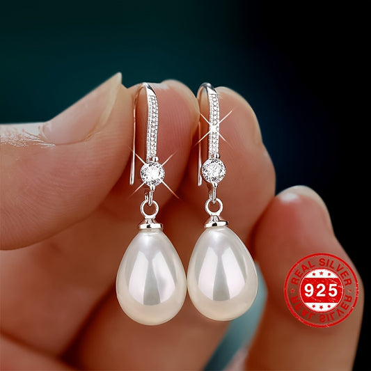 Pearl earrings in 925 sterling silver, 18k gold