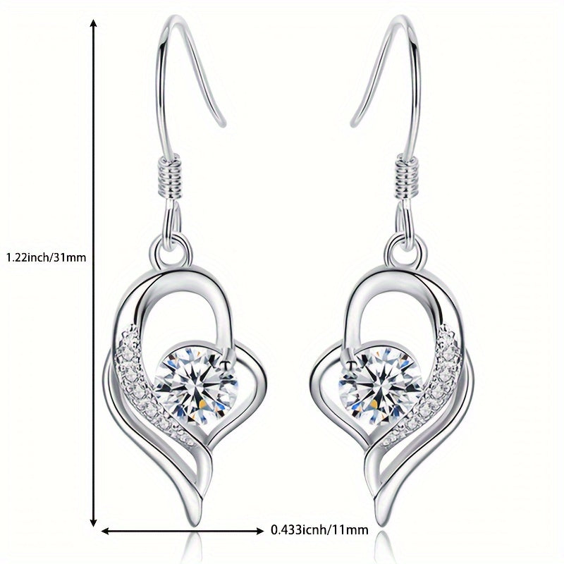 Pair of 925 Silver Cubic Zirconia Drop Earrings 