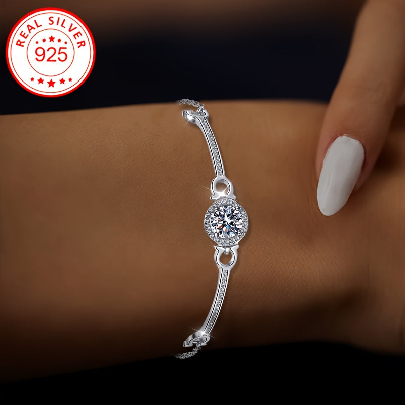 Bracelet with round and square zirconia + sparkling S925 silver 