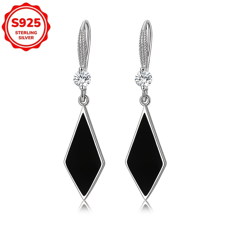 Elegant 925 silver zircon studded pendant earrings