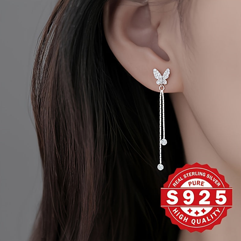 Luxurious 925 silver earrings with butterfly