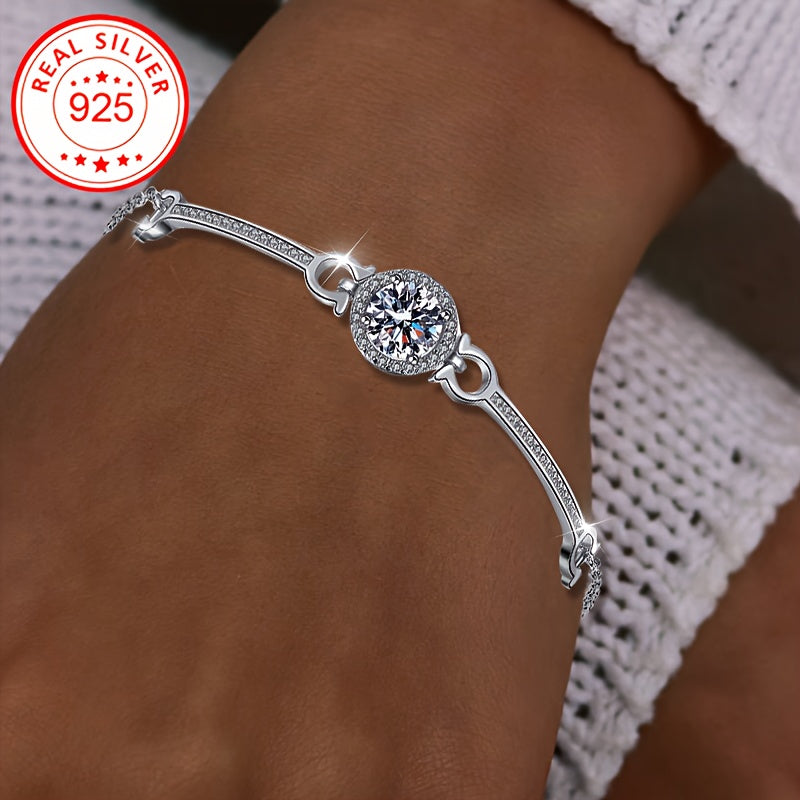 Bracelet with round and square zirconia + sparkling S925 silver 