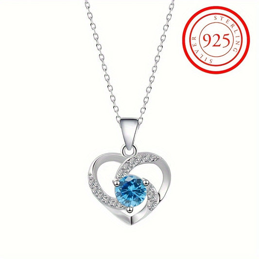 S925 Silver Elegant Heart Shaped Necklace with Zircon