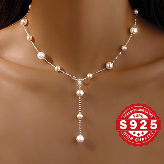 Large oyster bead necklace for women, S925 pure silver 