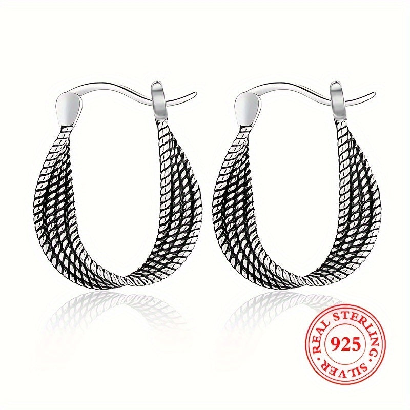 Elegant vintage 925 sterling silver hoop earrings 