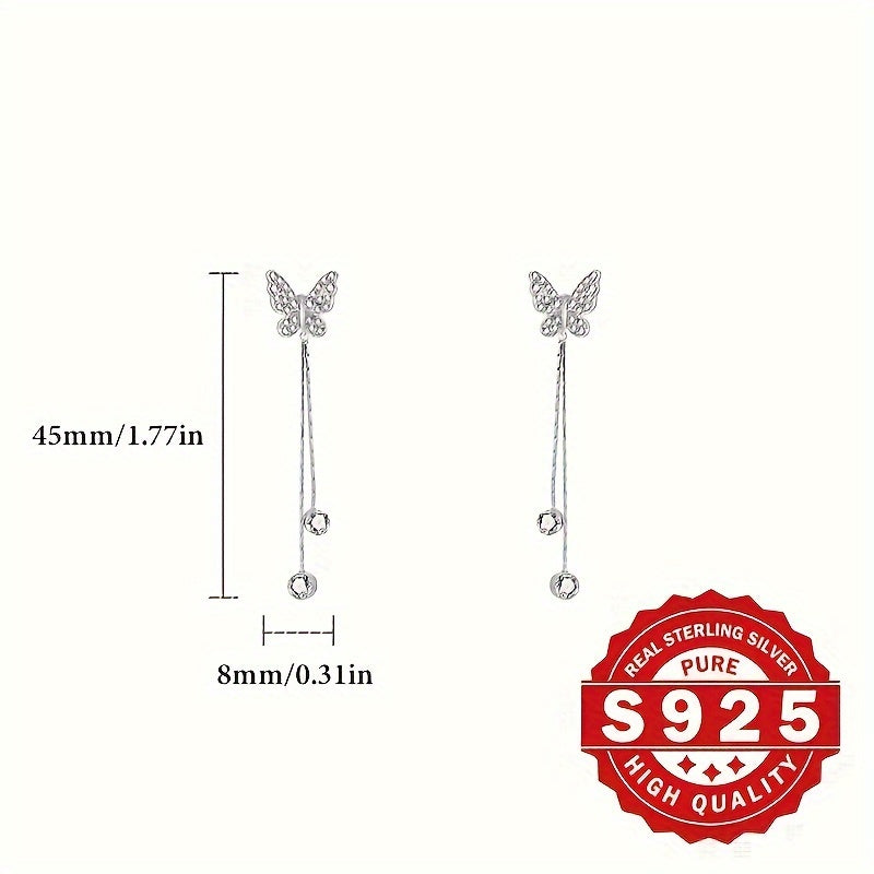 Luxurious 925 silver earrings with butterfly