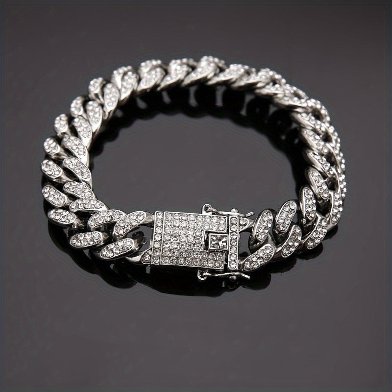 12mm Hip Hop Cool Cuban Bracelet with Zircon