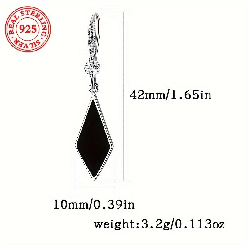 Elegant 925 silver zircon studded pendant earrings