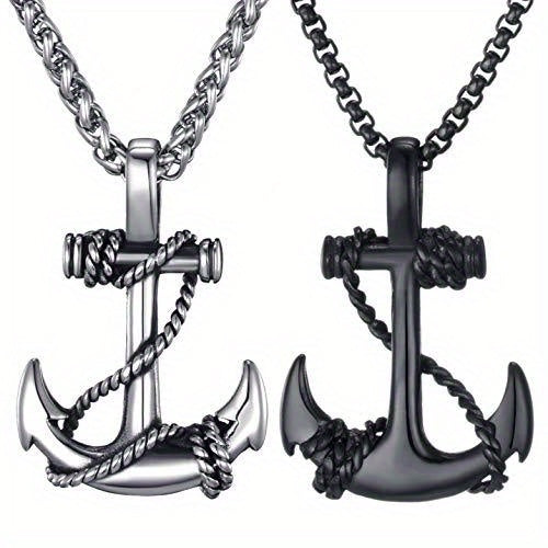 Stainless Steel Navigation Anchor Pendant Necklace