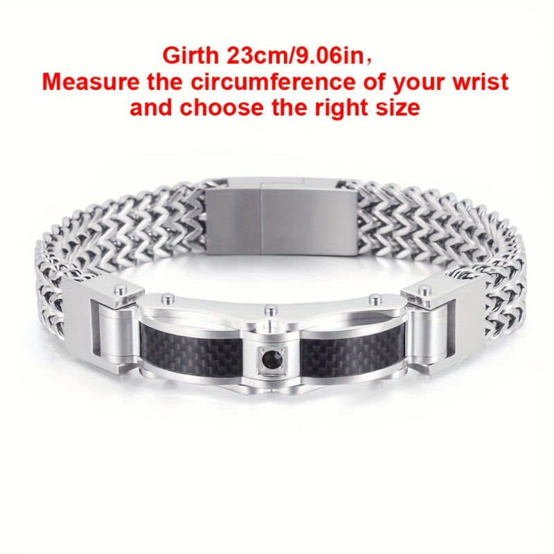 Diamond Titanium Bracelet with Magnetic Clasp 