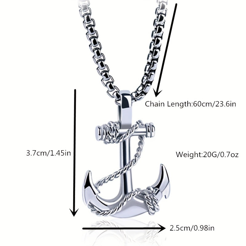 Stainless Steel Navigation Anchor Pendant Necklace