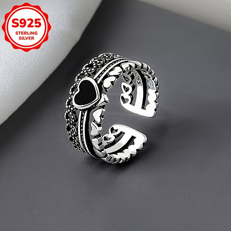 Elegant vintage love ring made of S925 silver