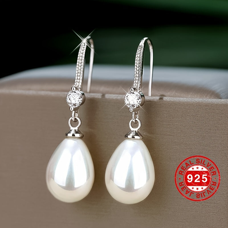 Pearl earrings in 925 sterling silver, 18k gold