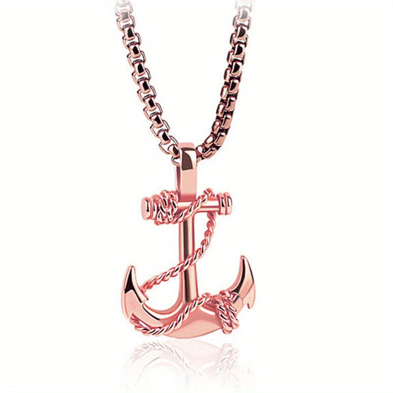 Stainless Steel Navigation Anchor Pendant Necklace