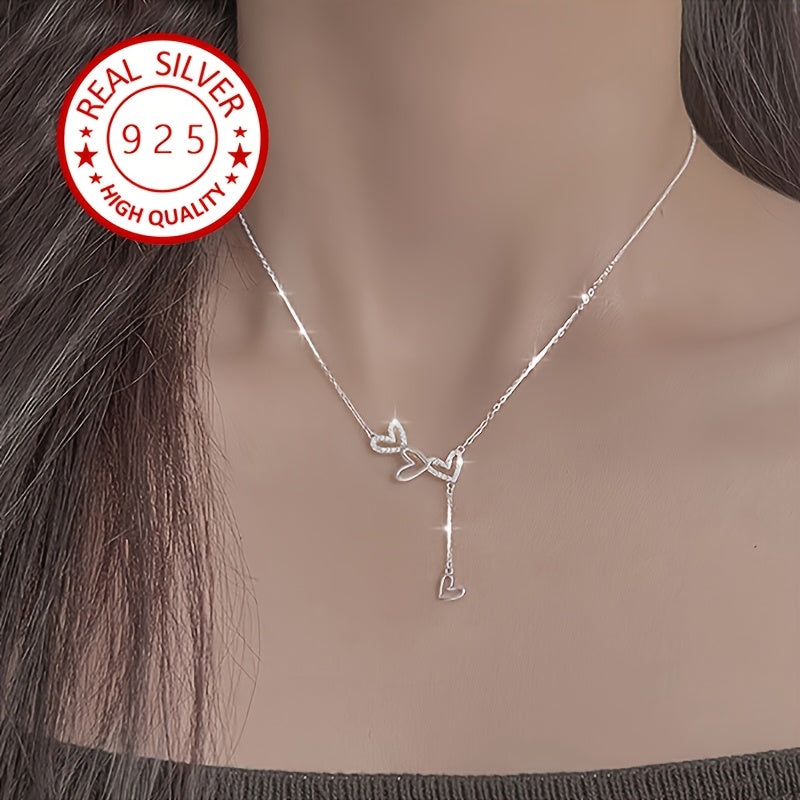 Elegant sparkling heart necklace 925 silver