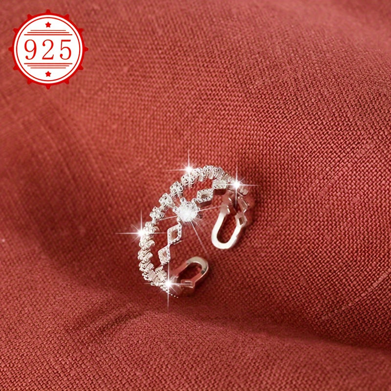 Hypoallergenic 925 Silver Open Double Layer Ring